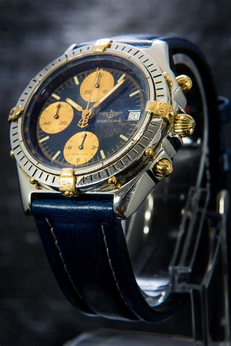 breitling chronomat gold blue|breitling gold chronograph.